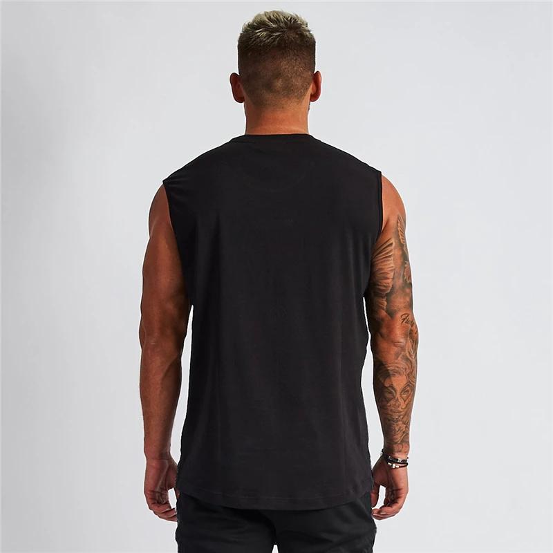 Débardeur d'été en coton respirant à col en v pour hommes, chemise sans manches pour entraînement, c