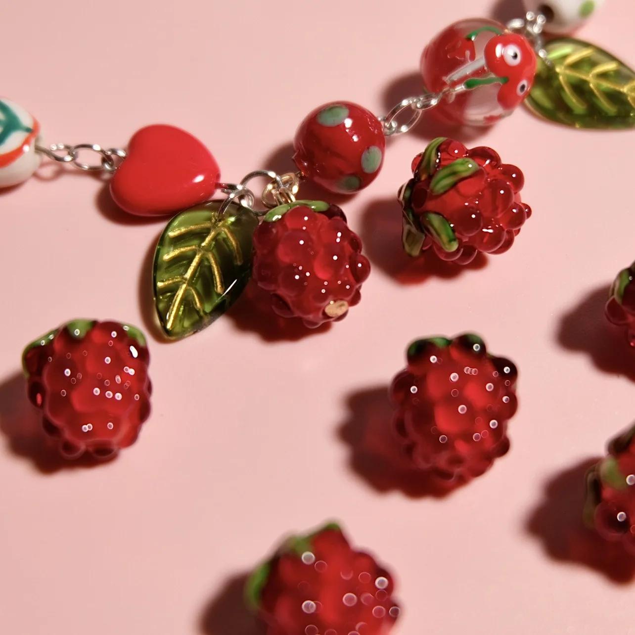 Mini perles de raisin en verre tchèque, pendentif framboise, accessoire, DIY