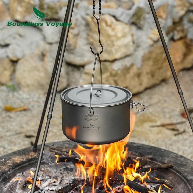 Pot de Camping en titane Voyage sans limites, grande capacité et léger, Pot suspendu d'extérieur, 29