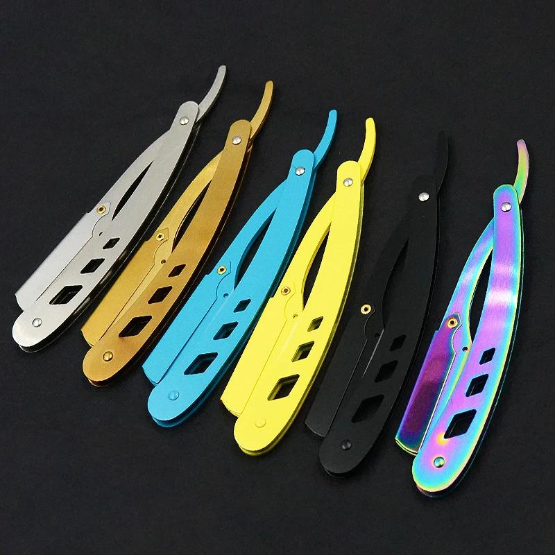 Rasoir à cheveux pour hommes et hommes, outils de barbier, couteau de rasage pliable, noir antique,