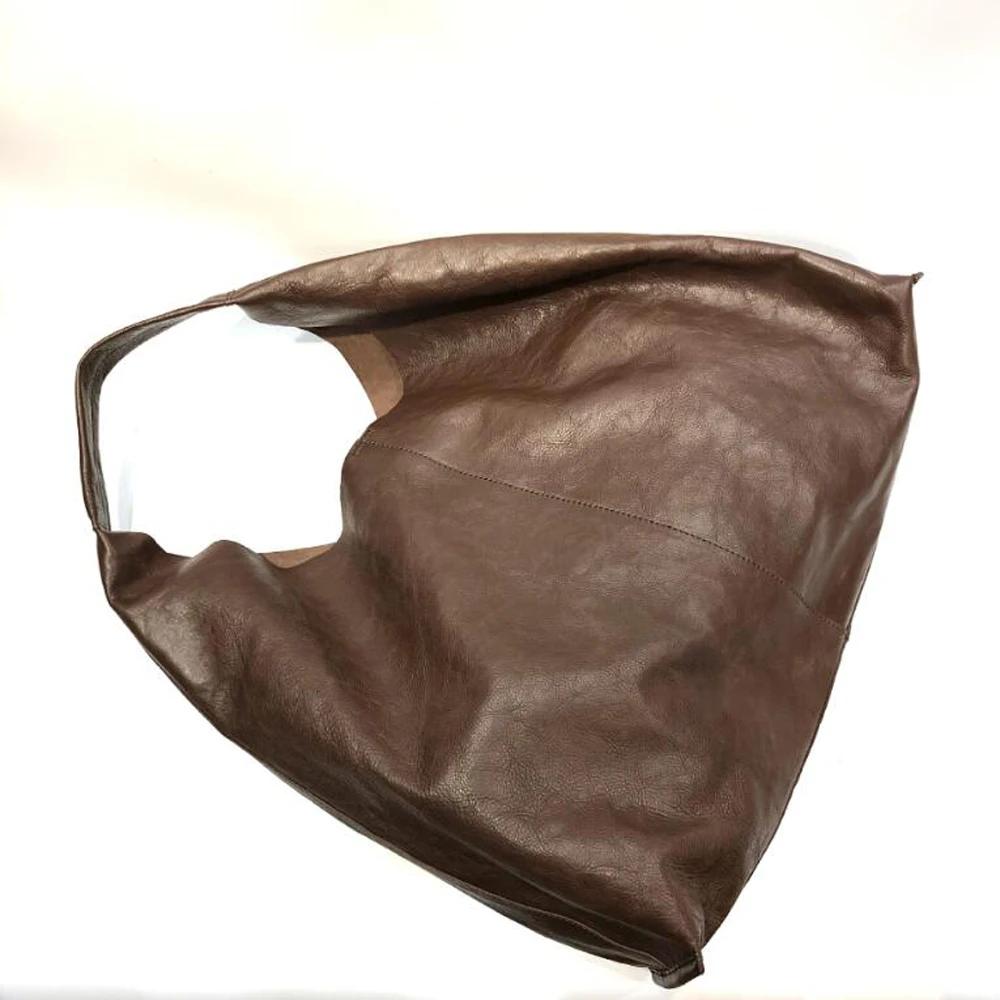 Sacs à bandoulière surdimensionnés en cuir de vache pour femme, sac en V décontracté en cuir véritab