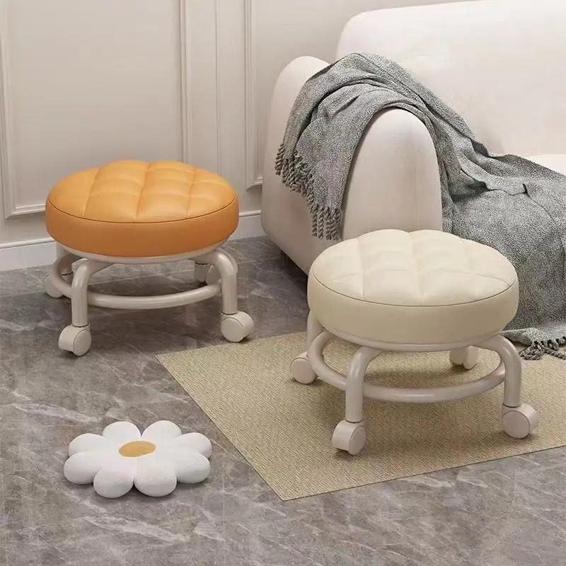 Petit tabouret à roue universelle, tabouret bas à poulie pour la maison, banc à roulettes, petit tab