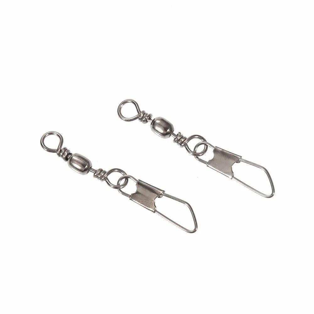 50 pièces/lot connecteur de pêche broche roulement pivotant en acier inoxydable avec mousqueton hame