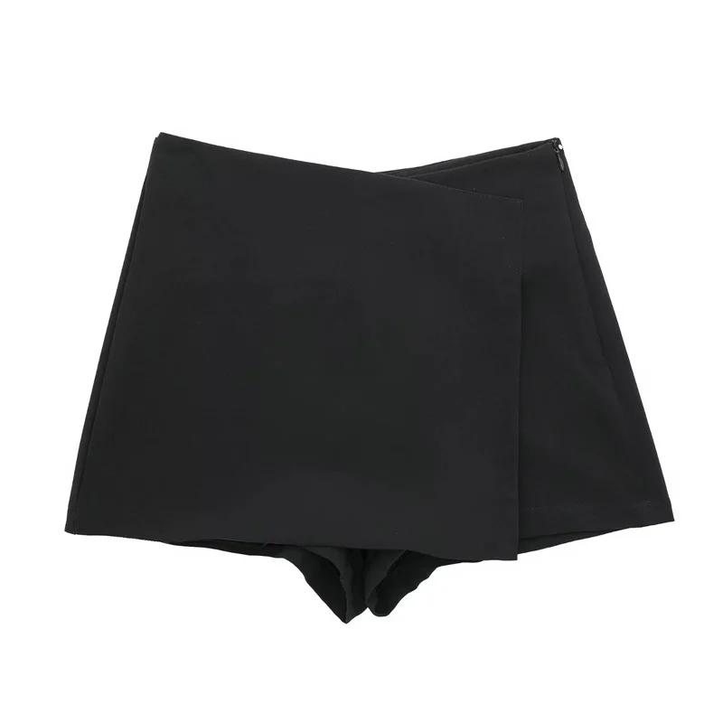 MUJER 2025 jupe-short asymétrique pour femmes noir taille haute Mini jupe Shorts femmes Bermuda déco