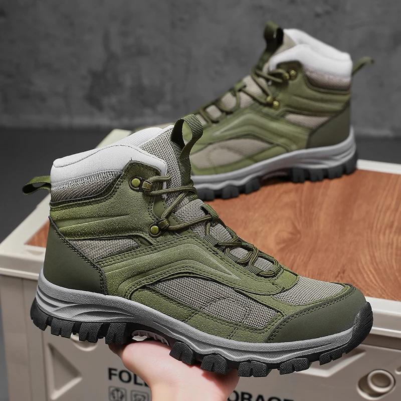 Chaussures de randonnée montantes en cuir pour hommes et femmes, baskets d'escalade imperméables, an