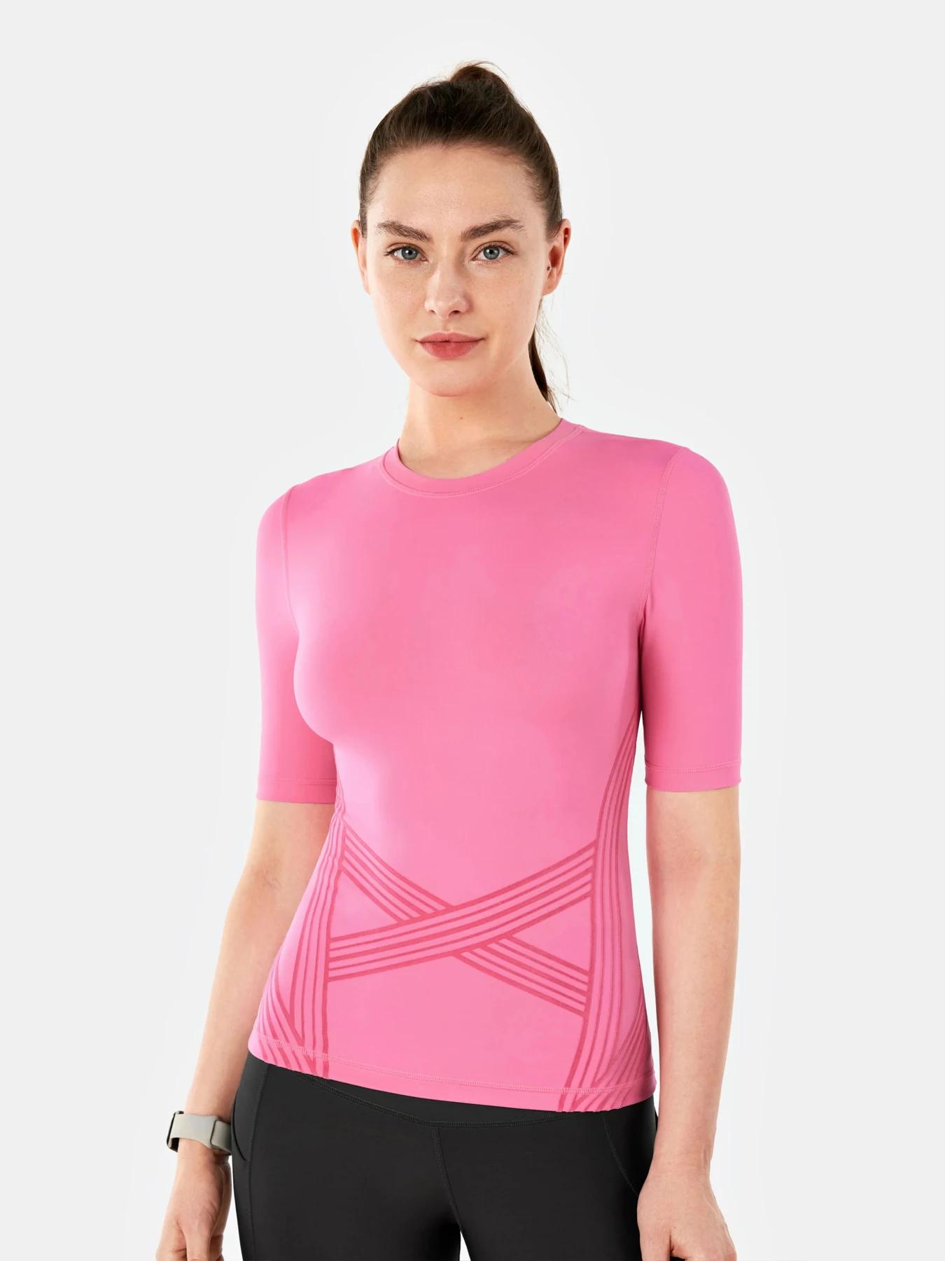 T-shirt respirant à manches courtes pour yoga et fitness