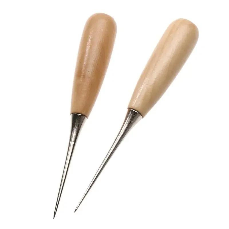 Jolie çon de couture en cuir avec manche en bois, kit de couture, accessoires d'outils, artisanat du