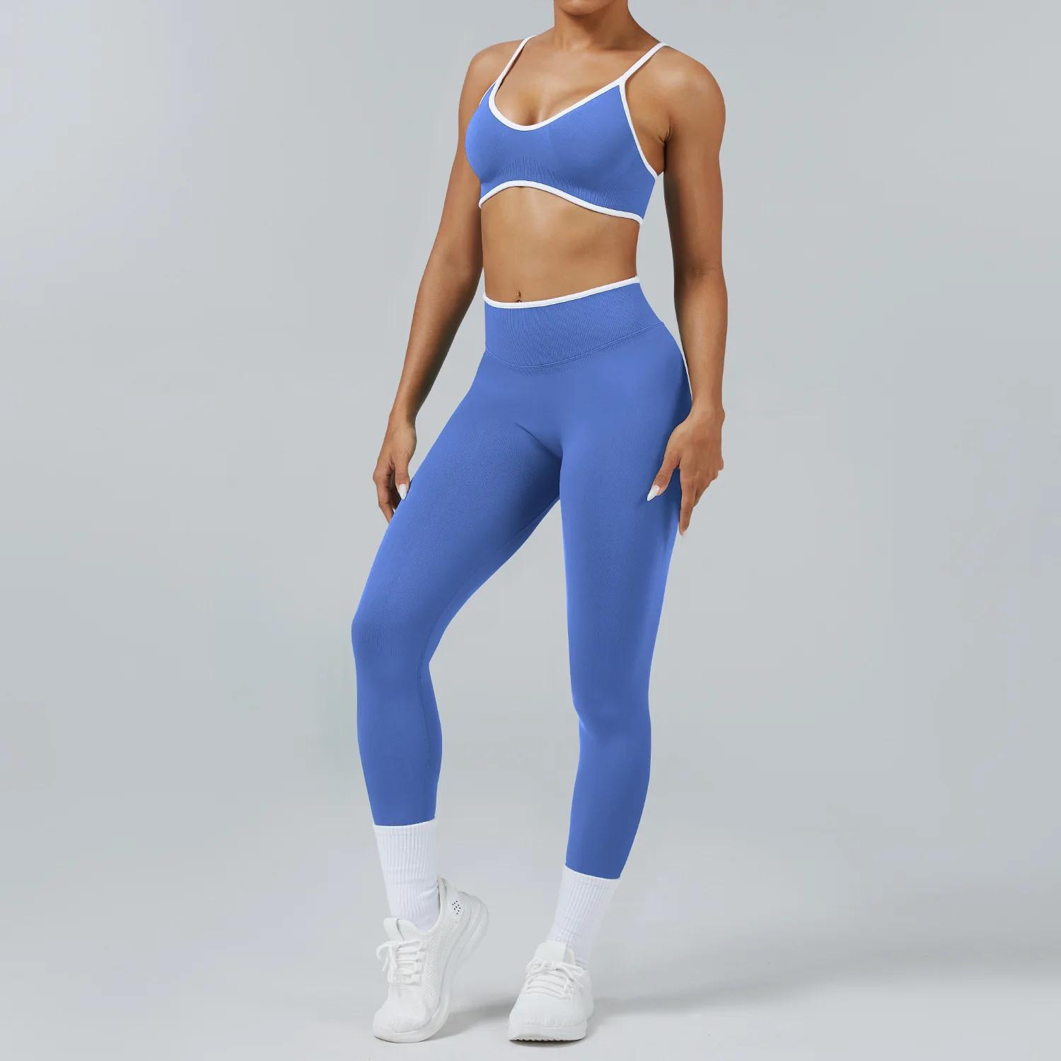 Ensemble de sport 2 pièces pour femmes, survêtement de sport, pantalon de yoga push-up, soutien-gorg