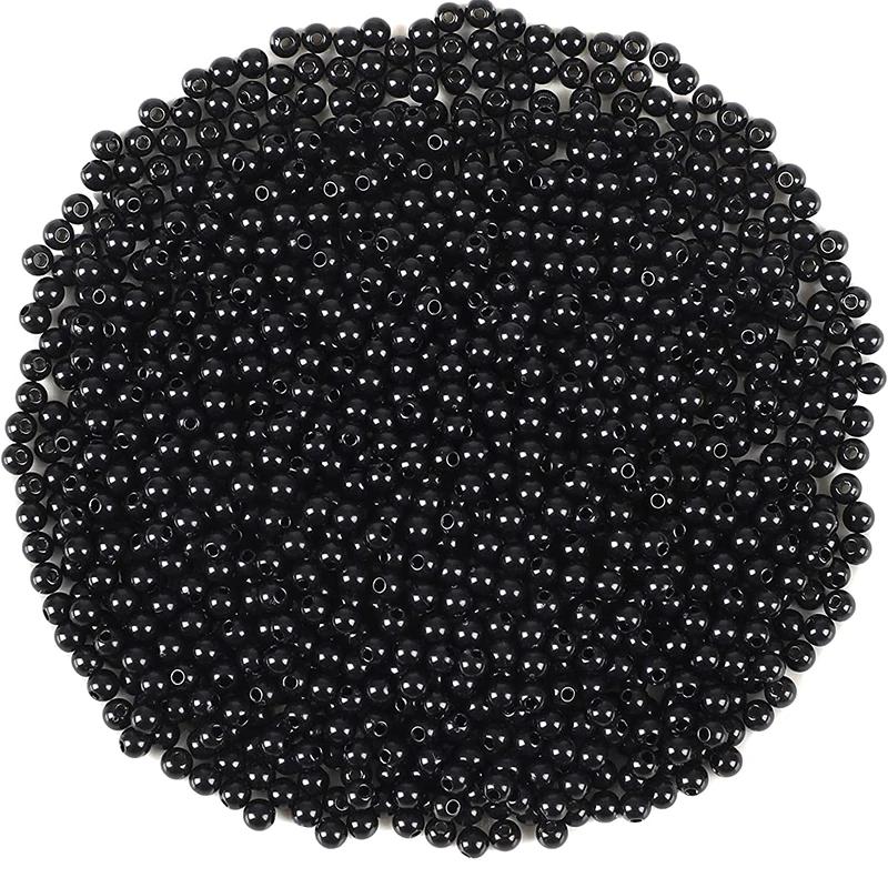 Lot de 100 perles de pêche de 3mm à 8mm, bouchon d'espace noir rond, haricots durs souples, leurres