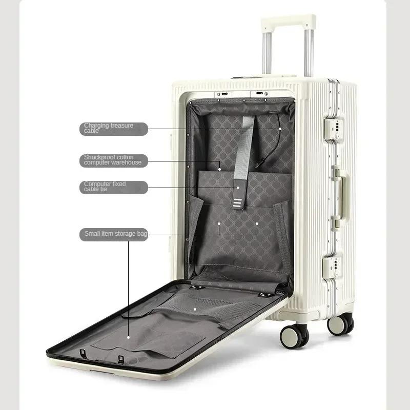 Valise de voyage portable de haute qualité à ouverture frontale pour ordinateur portable, bagage à r