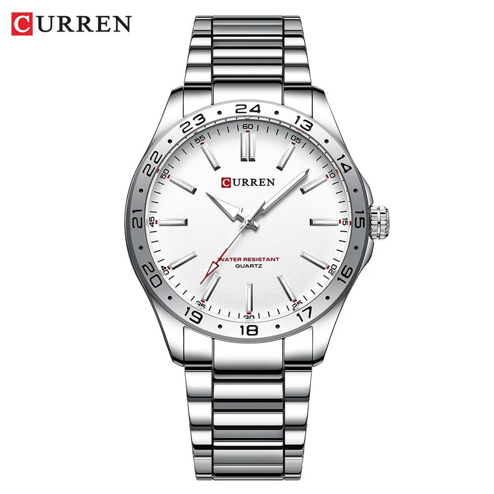 CURREN 8452 hommes montre à Quartz Simple mode loisirs affaires horloge noir argenté bracelet en aci