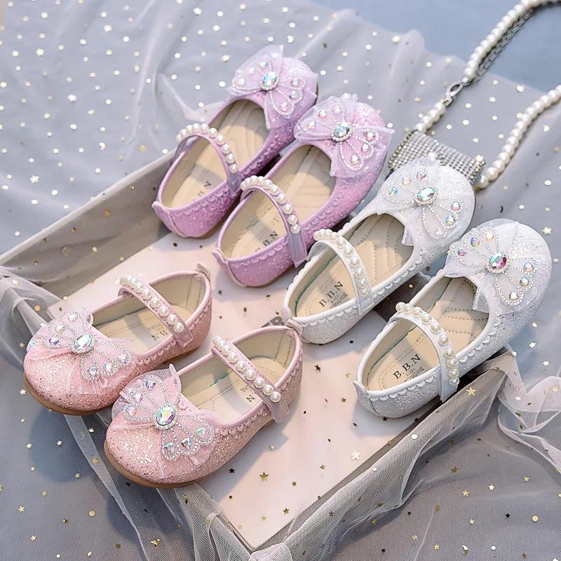 Nouvelles Chaussures Souples de Princesse en Cristal 2026 pour Enfants – Ballerines Décontractées et