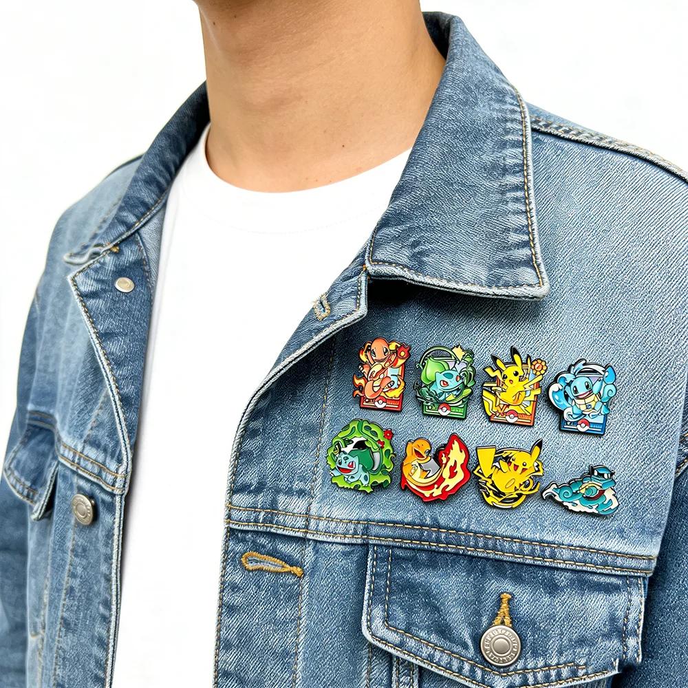 8 pièces/ensemble d'épingles en émail Pokémon, broches de dessin animé mignonnes, badges en métal Pi
