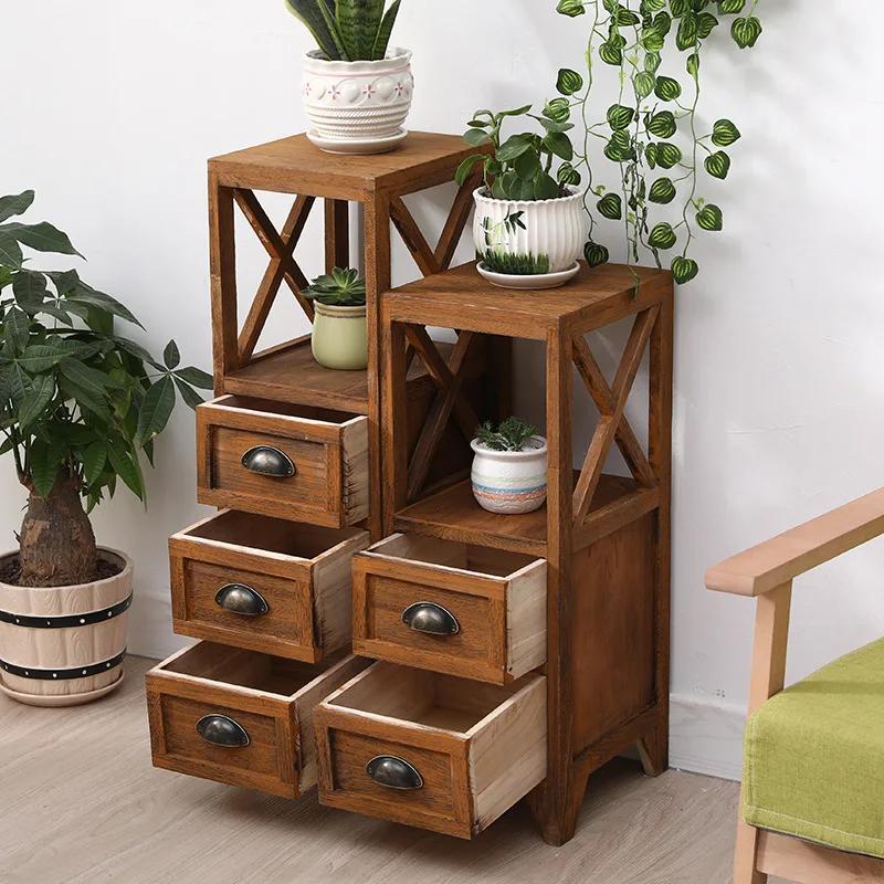 Table de chevet vintage ultra fine en bois de 10 pouces, table de chevet étroite avec étagères régla