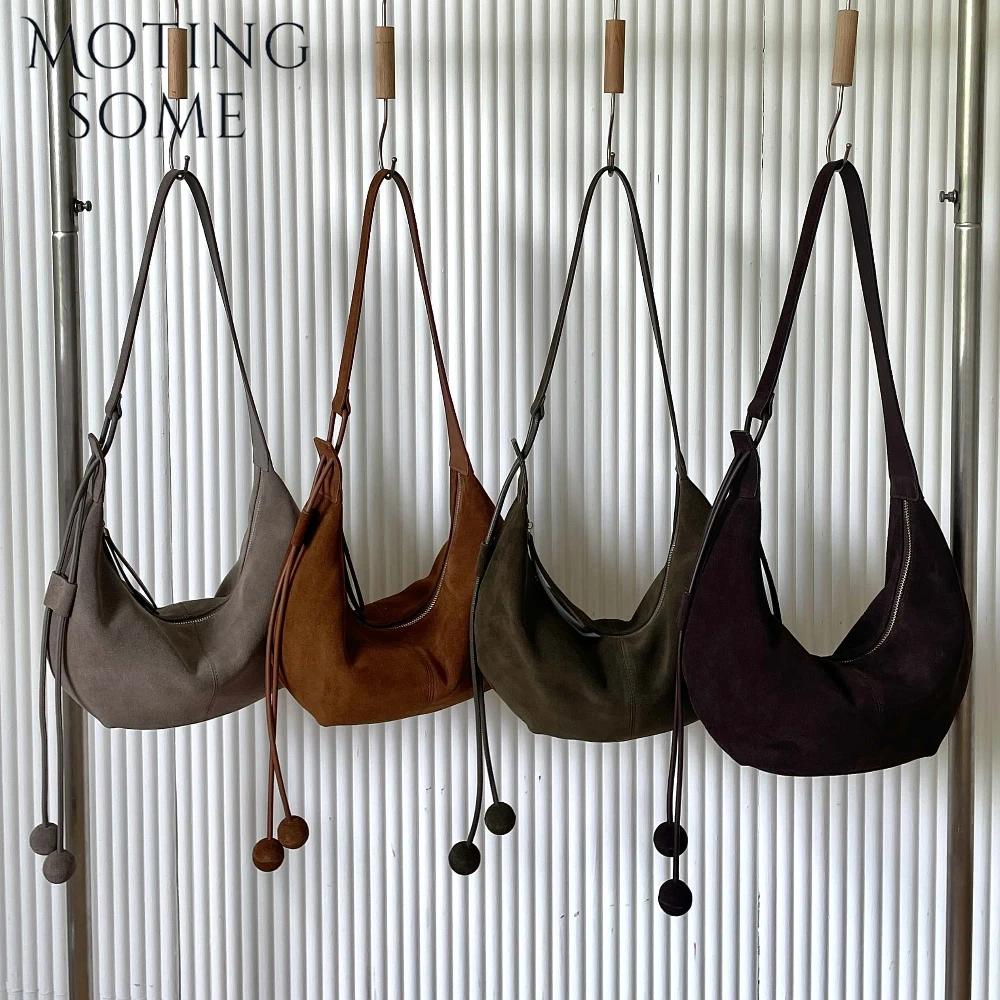 Motingsome sacs de selle en daim naturel en cuir véritable sacs de luxe pour femmes sac à bandoulièr