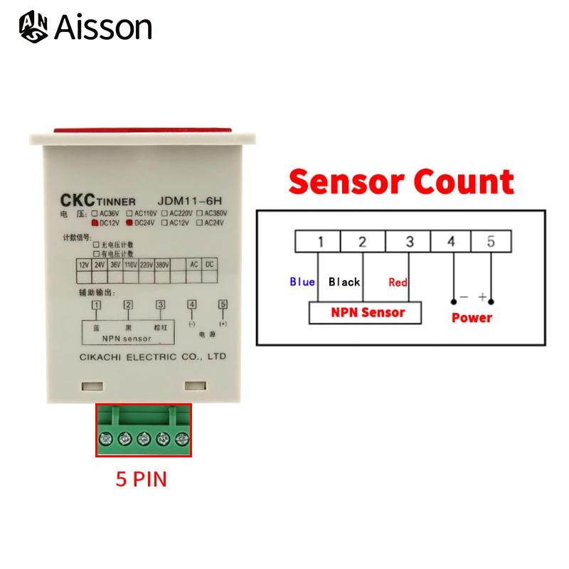Compteur numérique électronique à 6 chiffres, affichage AC100-240V DC 12-24V 36V, compte de poinçon