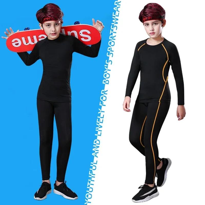 Enfants Compression course basket-ball vêtements de sport pantalons chauds hauts sous-vêtements jeun