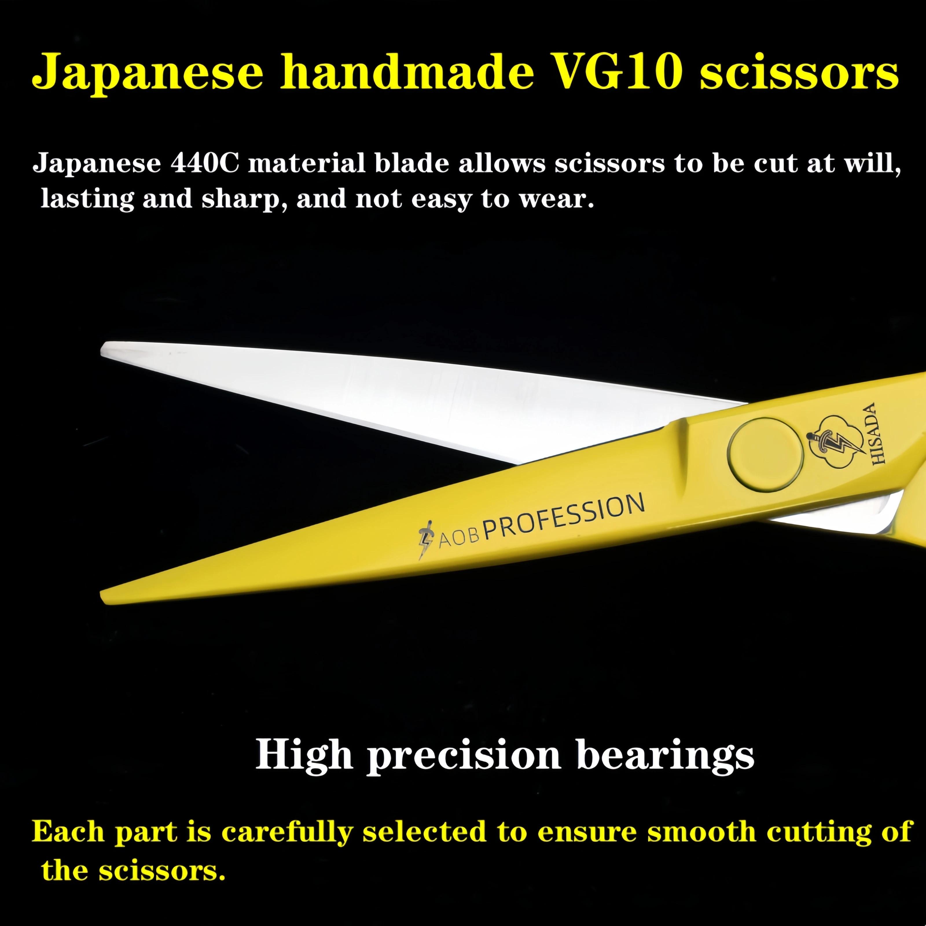 HISADA ciseaux de coiffure 6 pouces jaune ciseaux haut de gamme VG10 le matériau est tranchant et ré