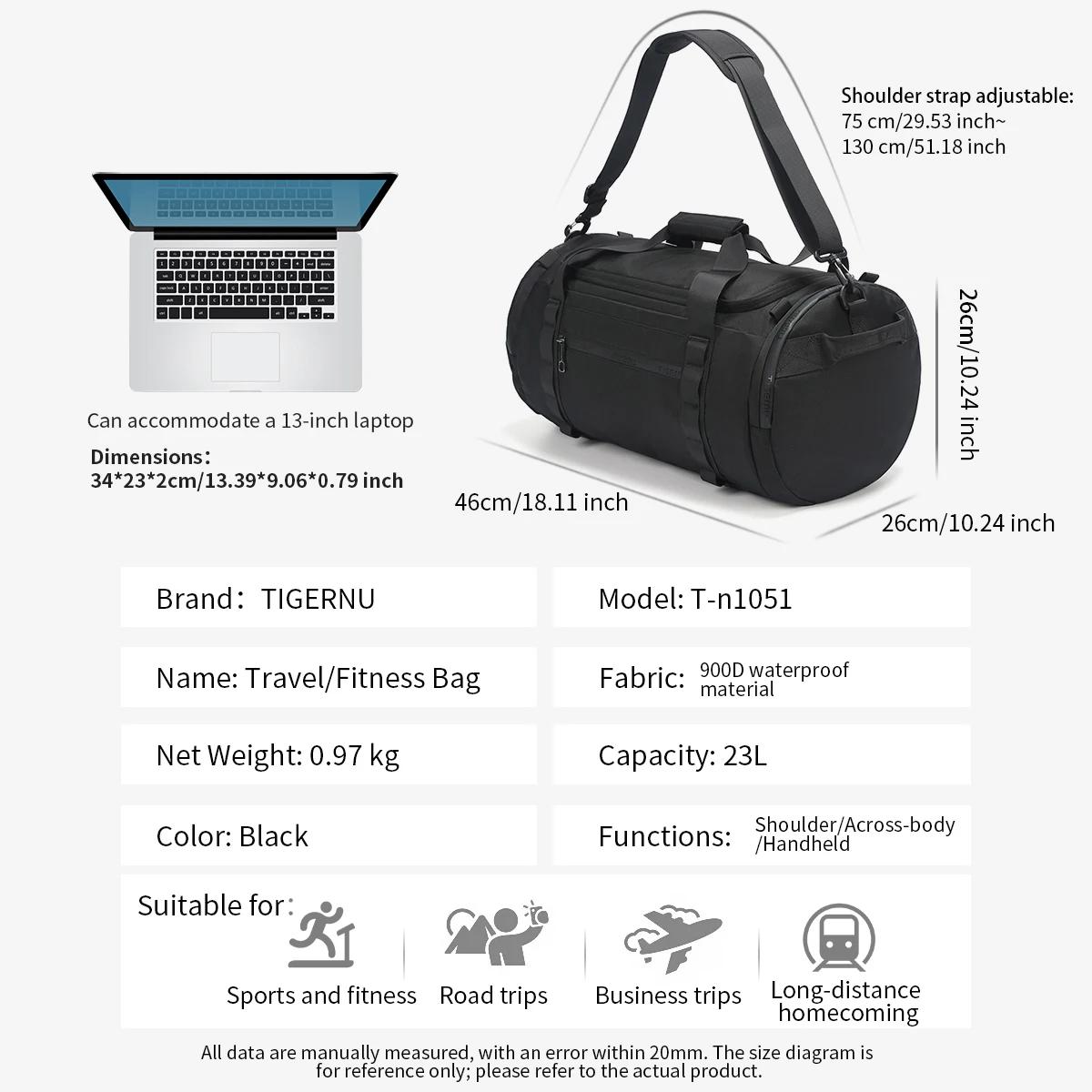 Tigernu sacs de sport hommes sacs de sport pour l'entraînement de Fitness en plein air sacs imperméa
