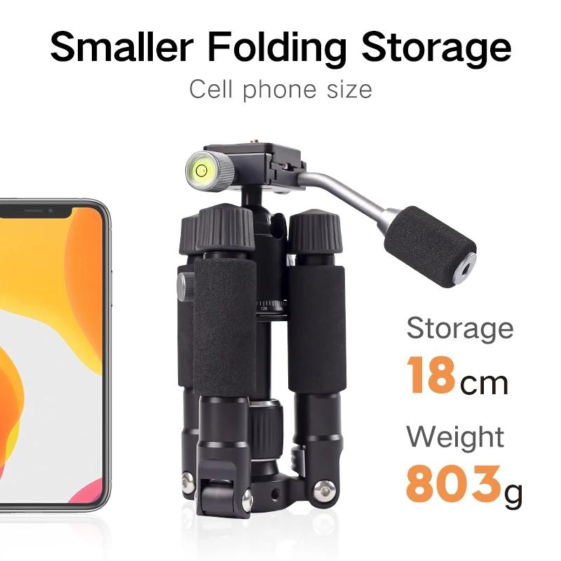 XILETU FM5C2 Mini trépied en métal Portable support de voyage léger avec poignée de tête à 360 degré