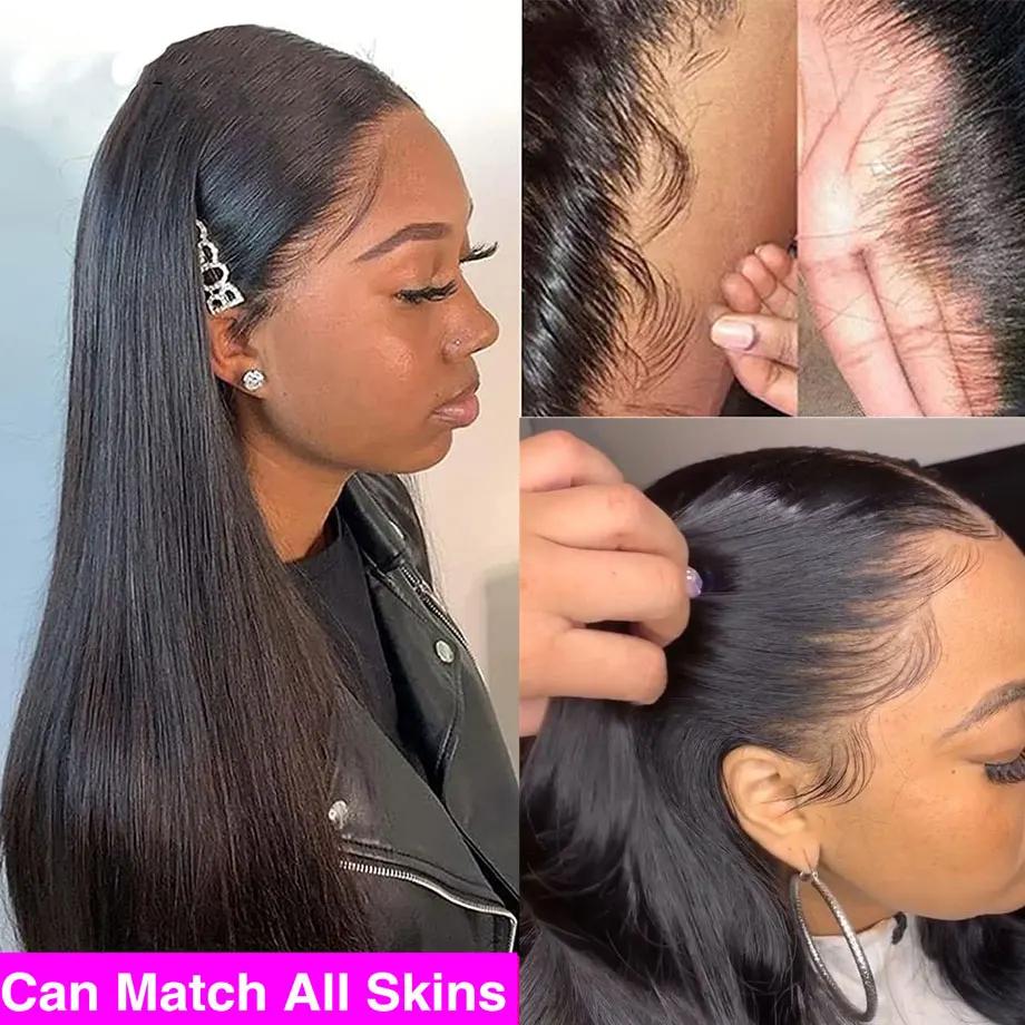Perruque Lace Front Wig Naturelle Lisse, Cheveux Humains, 13x6, 13x4, 360 HD, 5x5, 6x4, 4x4, Closure