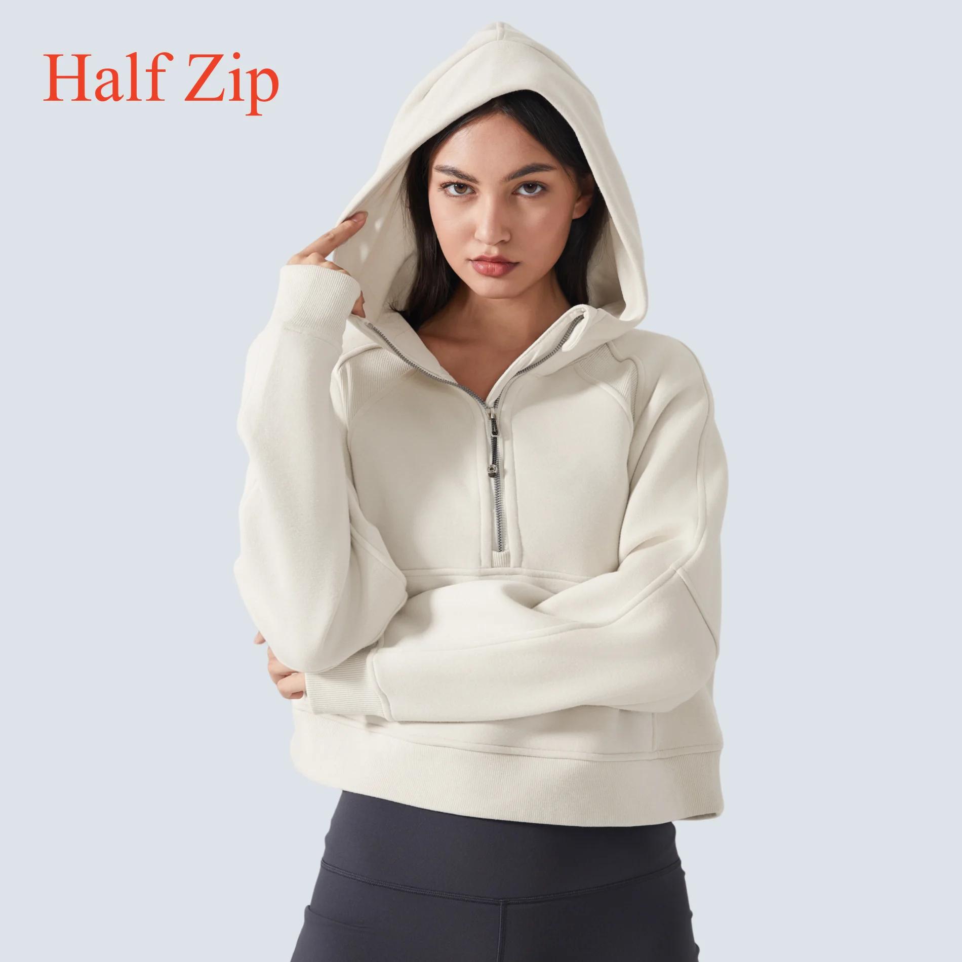 Sweat-shirt à Capuche avec Fermeture Éclair Complète pour Femme, Vêtement d'Hiver Chaud, Manteau de