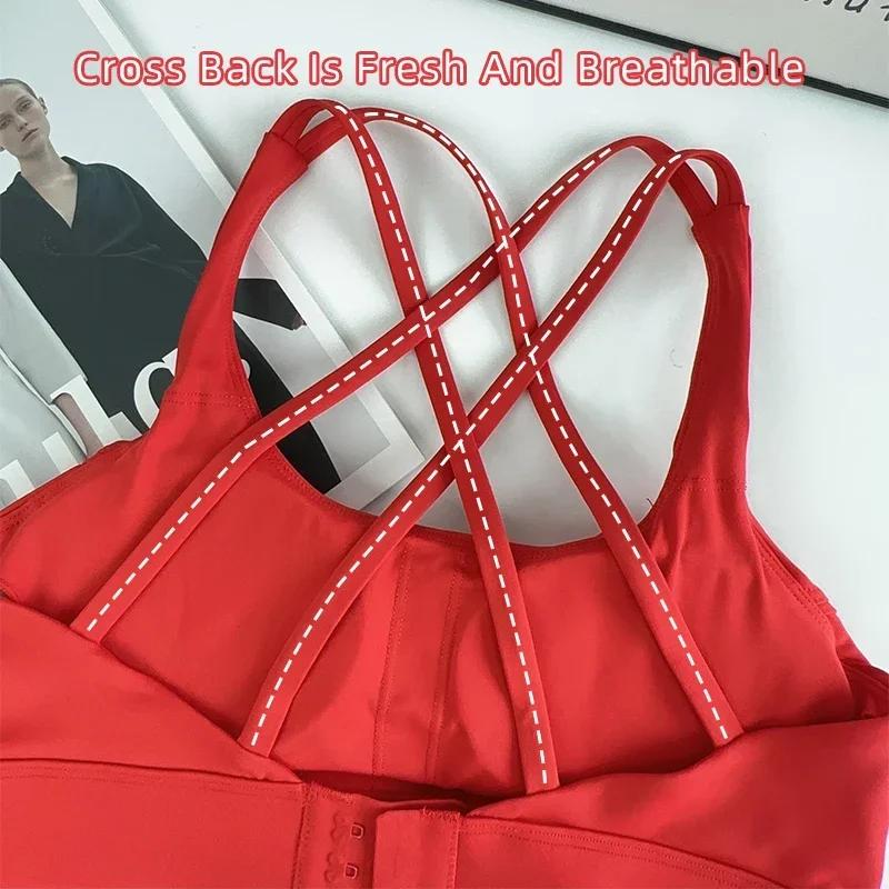 Haut fitness mode dos croisé femmes soutien-gorge antichoc réglable pour gymnastique Pilates course