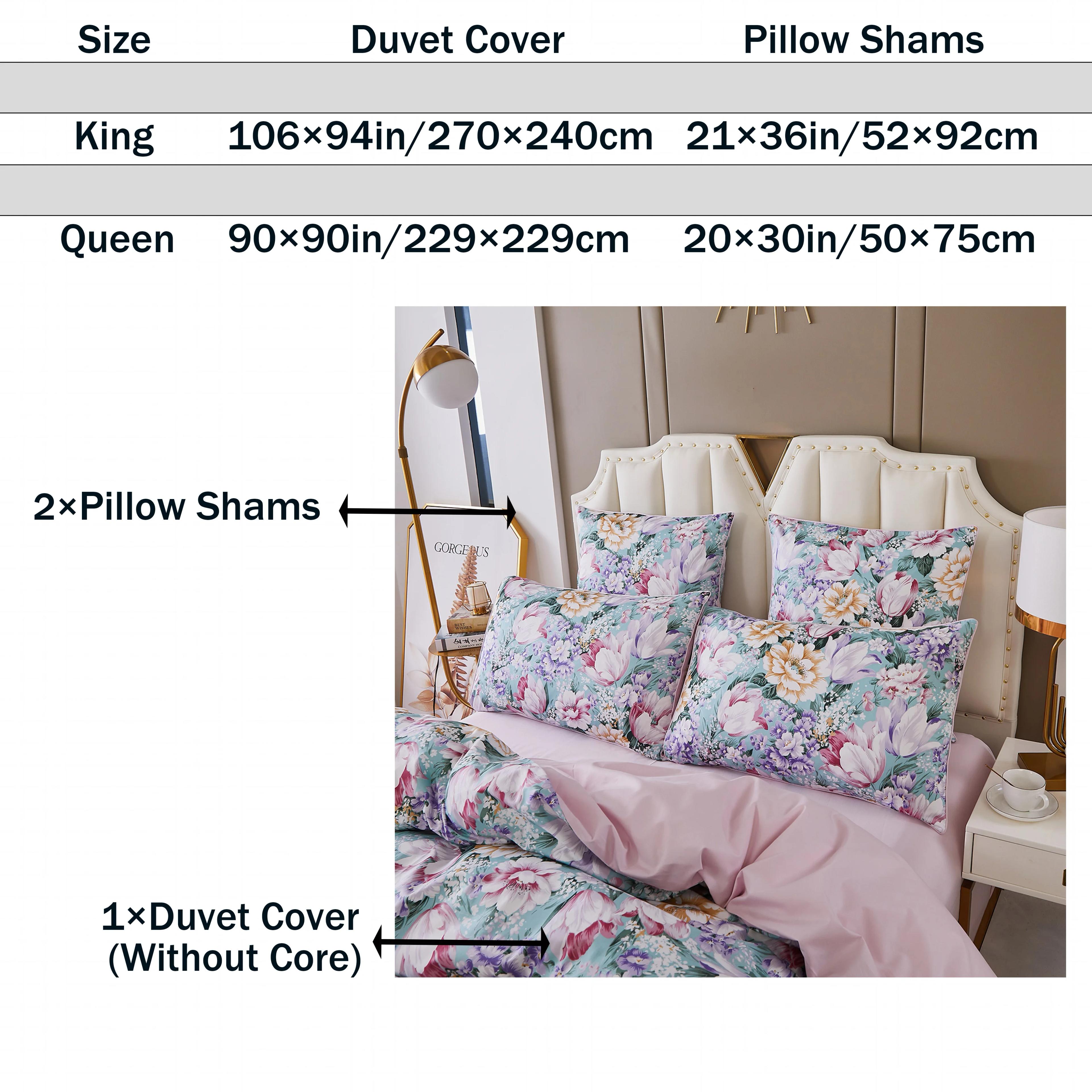 Ensemble de housse de couette 100% coton égyptien 600TC, 3 pièces, motif Floral de jardin rose paste