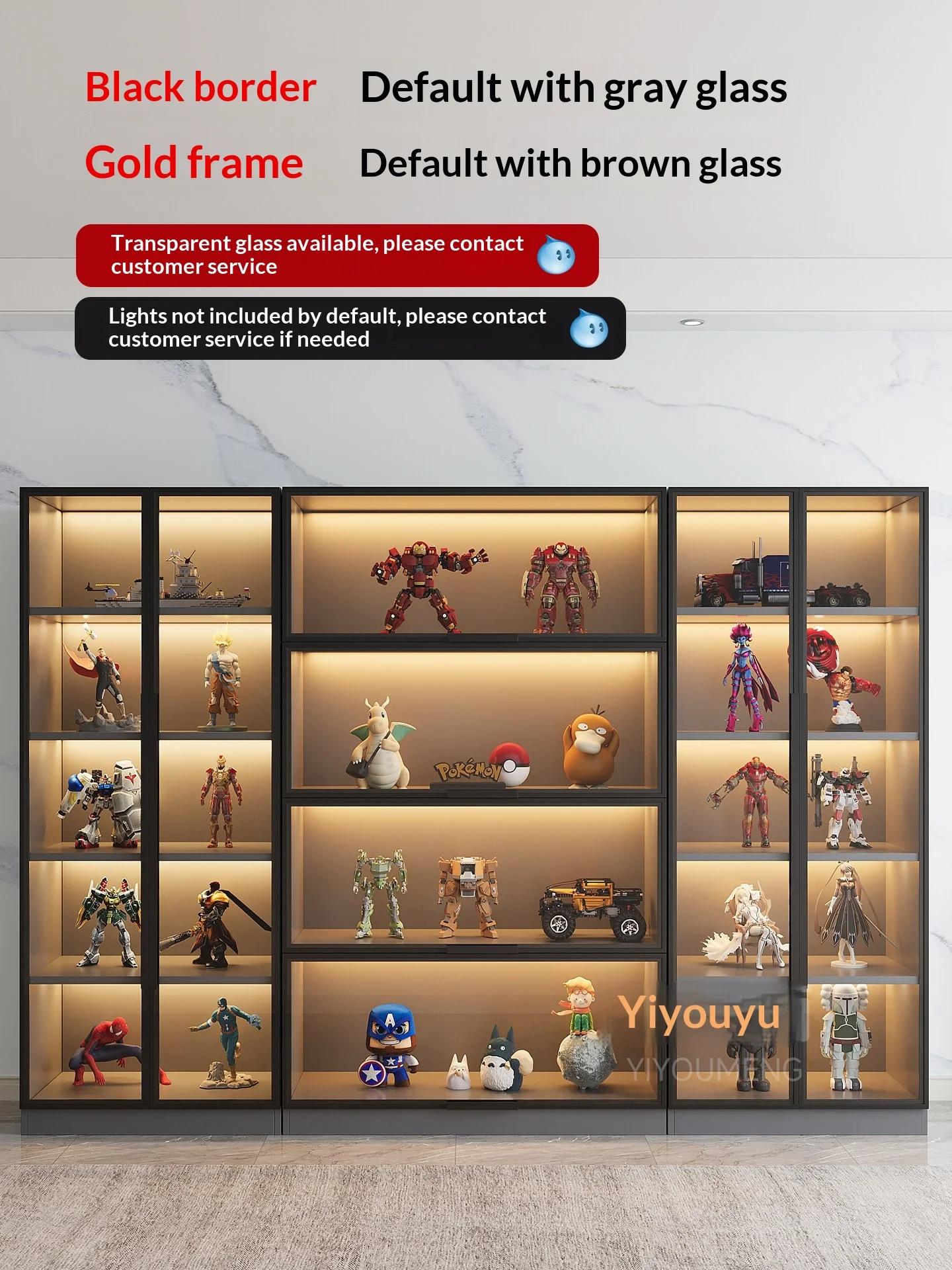 Vitrine personnalisable pour figurines avec porte en verre trempé, éclairage LED, grande capacité, r