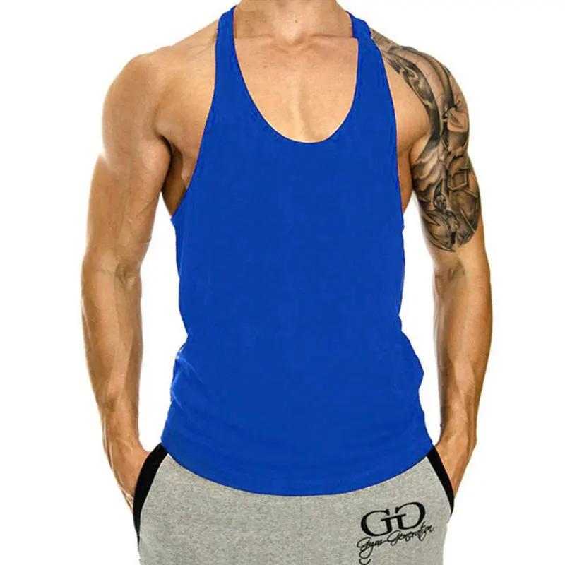 Haut musculation homme 2024 coton dos en Y été - T-shirt entraînement physique confortable