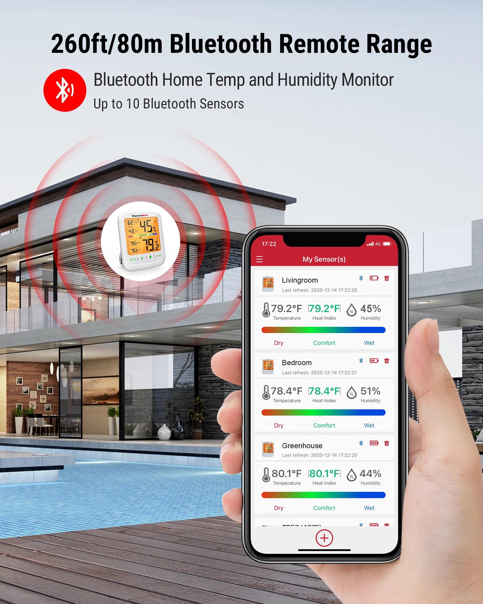 ThermoPro – thermomètre et hygromètre d'intérieur TP359, sans fil, 80M, connexion Bluetooth, applica