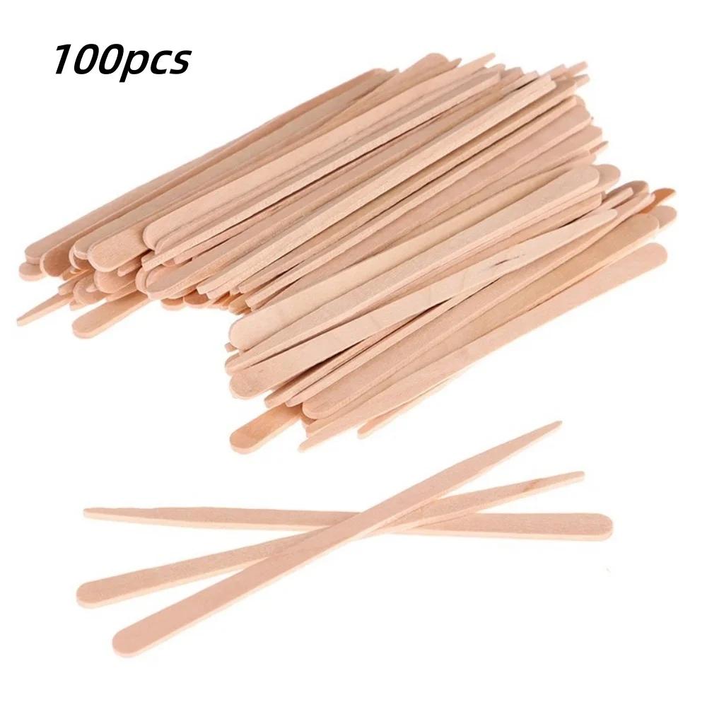 100 pièces femme en bois épilation bâton jetable épilation spatule cire bâtons bois visage sourcils