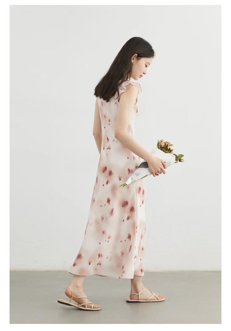 CHIC VEN femmes robes rétro mince décontracté nouveau col en U Halo imprimé petite sans manches long