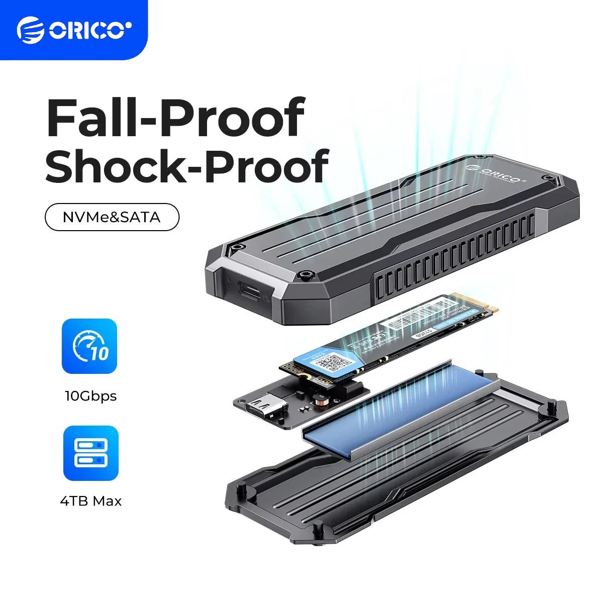ORICO-Boîtier portable M.2 NVMe SATA SSD, en alliage de zinc, étanche, antichoc, 10Gbps avec lanière