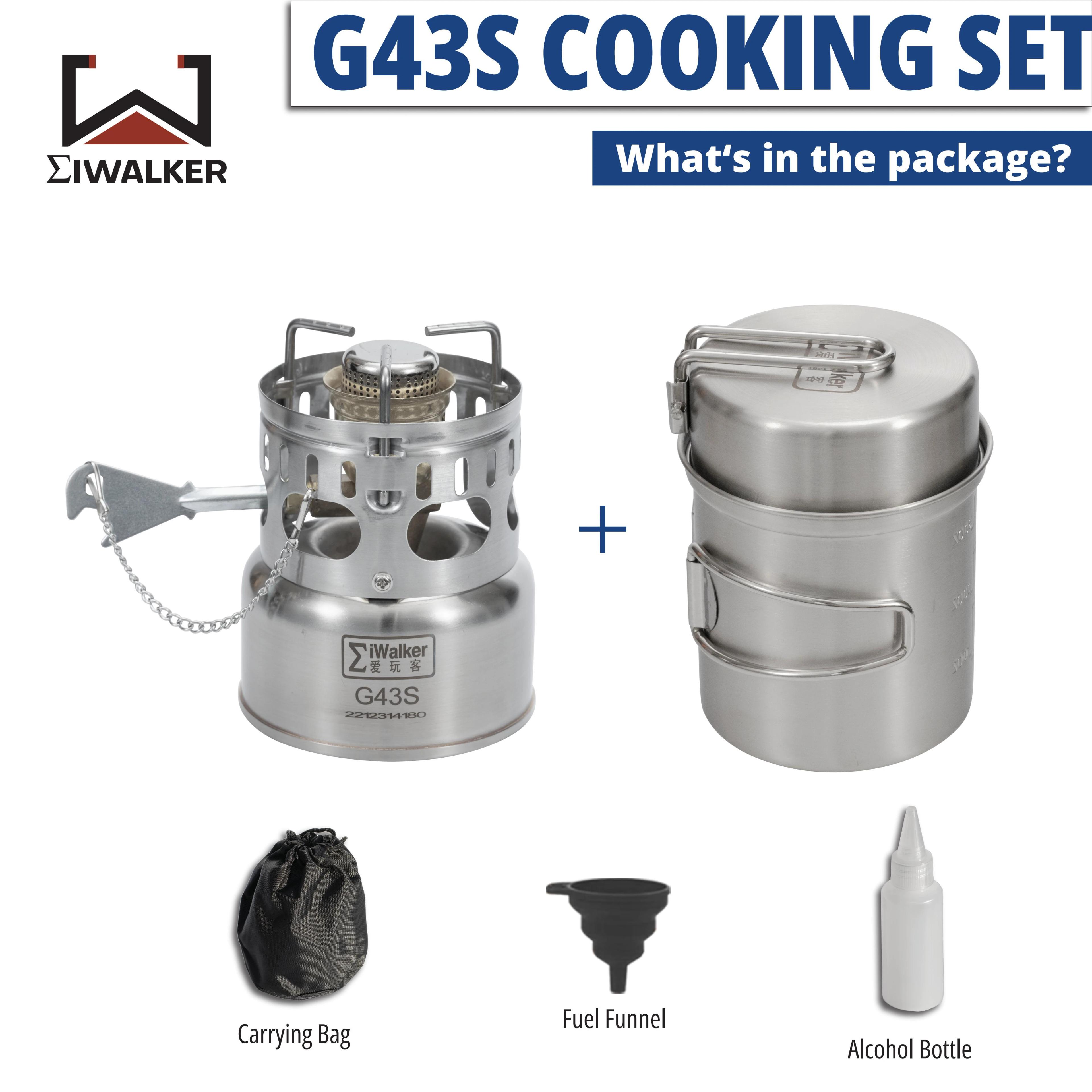 IWALKER G43S ensemble de cuisine poêle de Camping essence e poêle brûleur silencieux avec casseroles