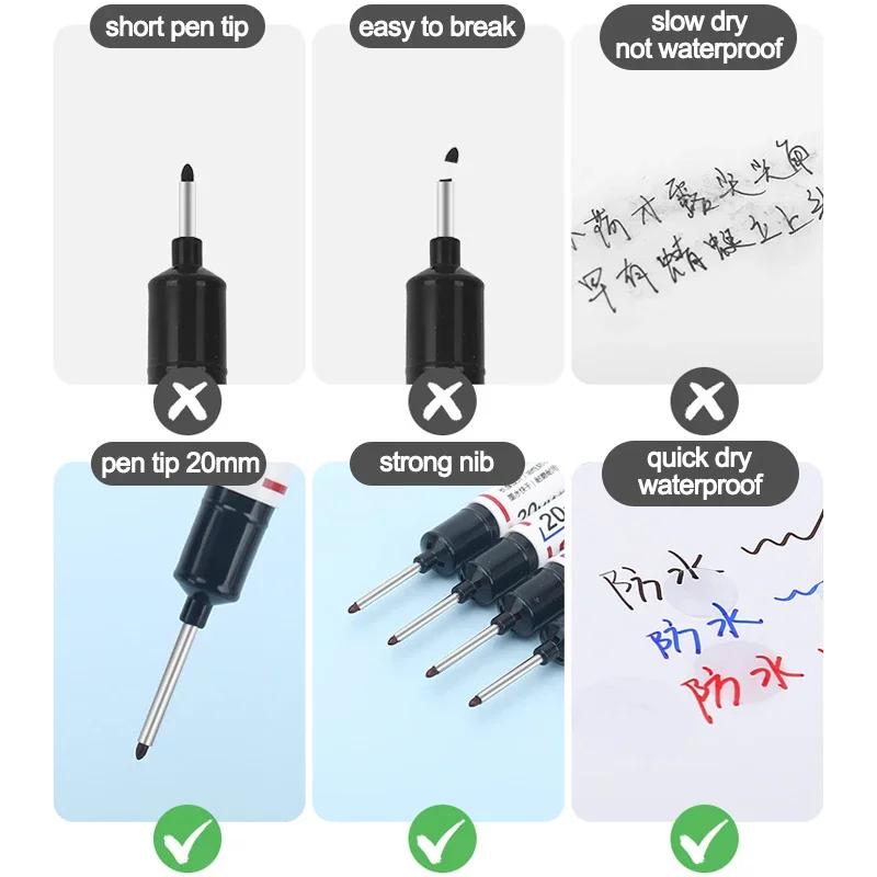 Marqueurs à tête longue à trou profond de 20mm, 8 pièces/ensemble, pour stylo perforant en métal, ét