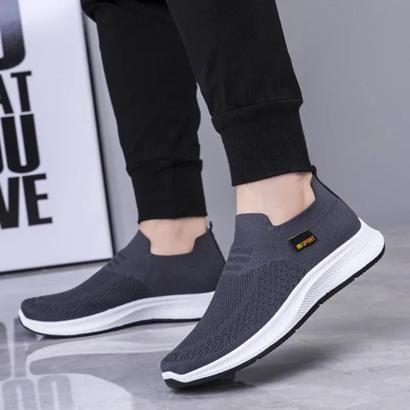 Hommes chaussures de marche tricot maille respirant baskets légères baskets à enfiler hommes chaussu