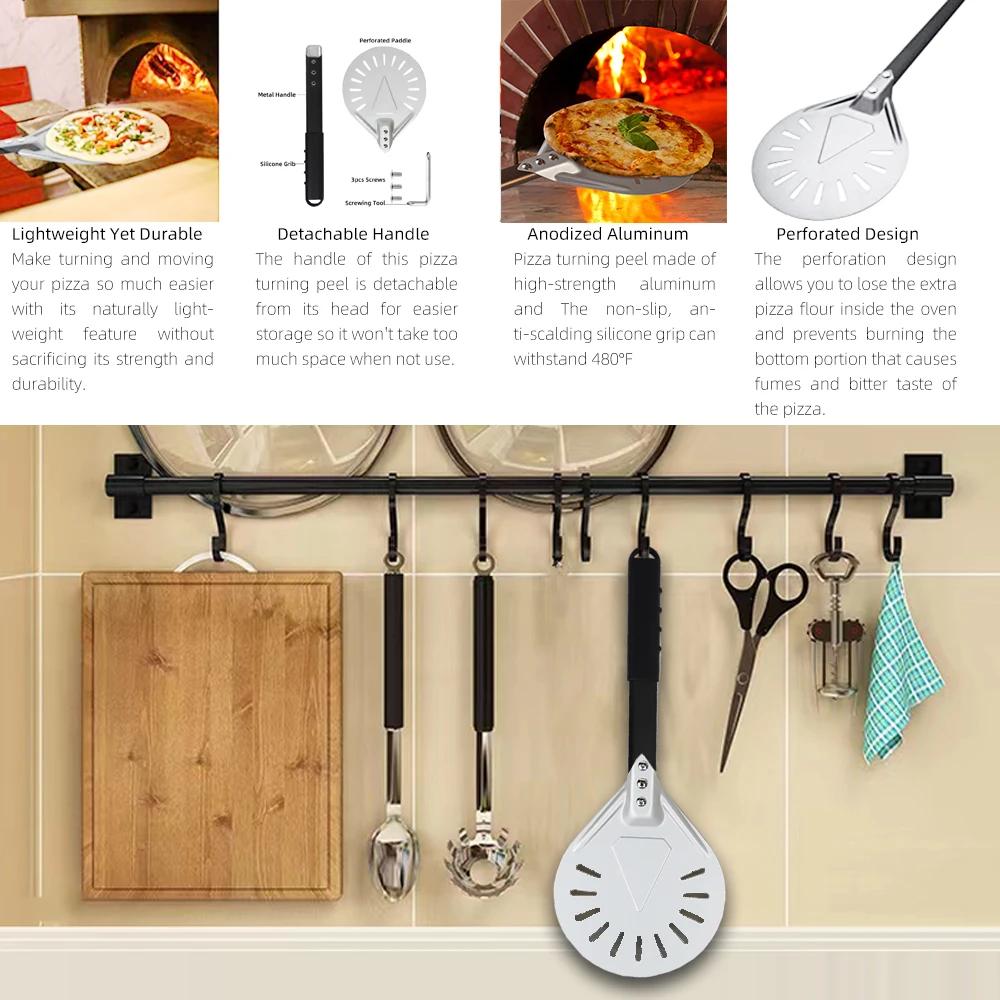 Grande pelle à Pizza antiadhésive de 7 8 9 10 pouces de Long, spatule à tournant réglable, outil de