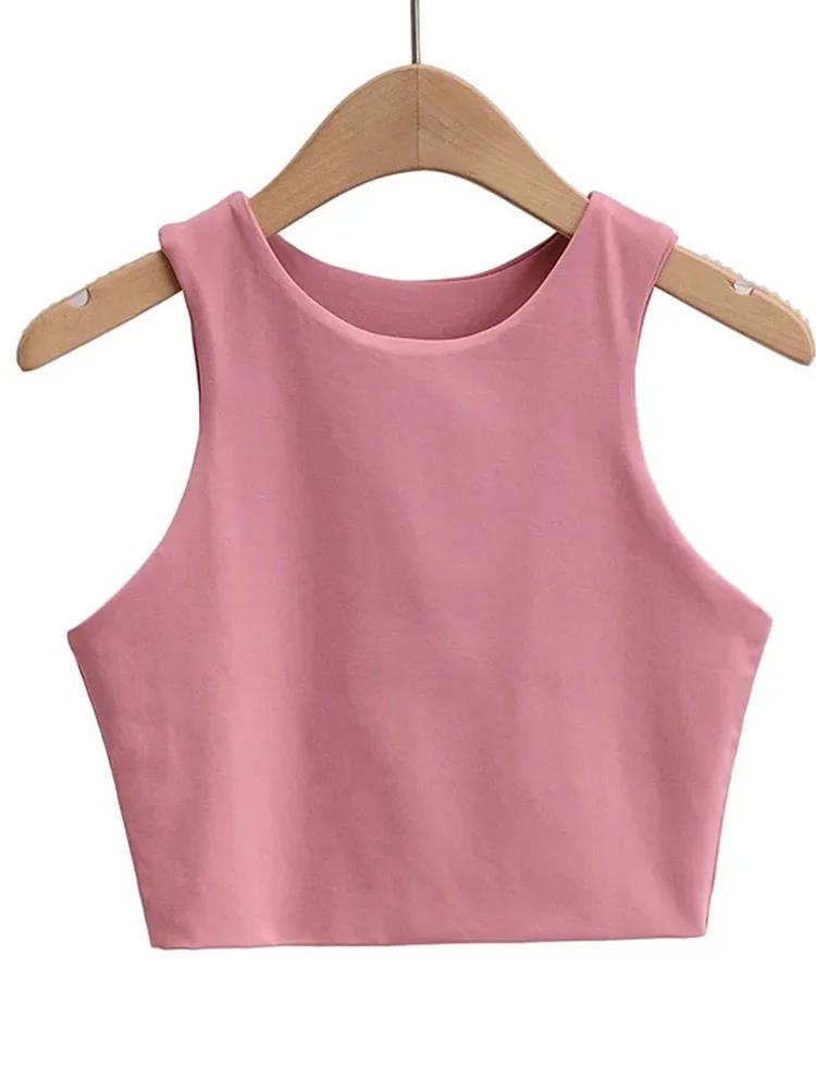 Débardeur Sexy et Slim pour femmes, col rond, sans manches, Double Nylon, bonne qualité, 6 couleurs,