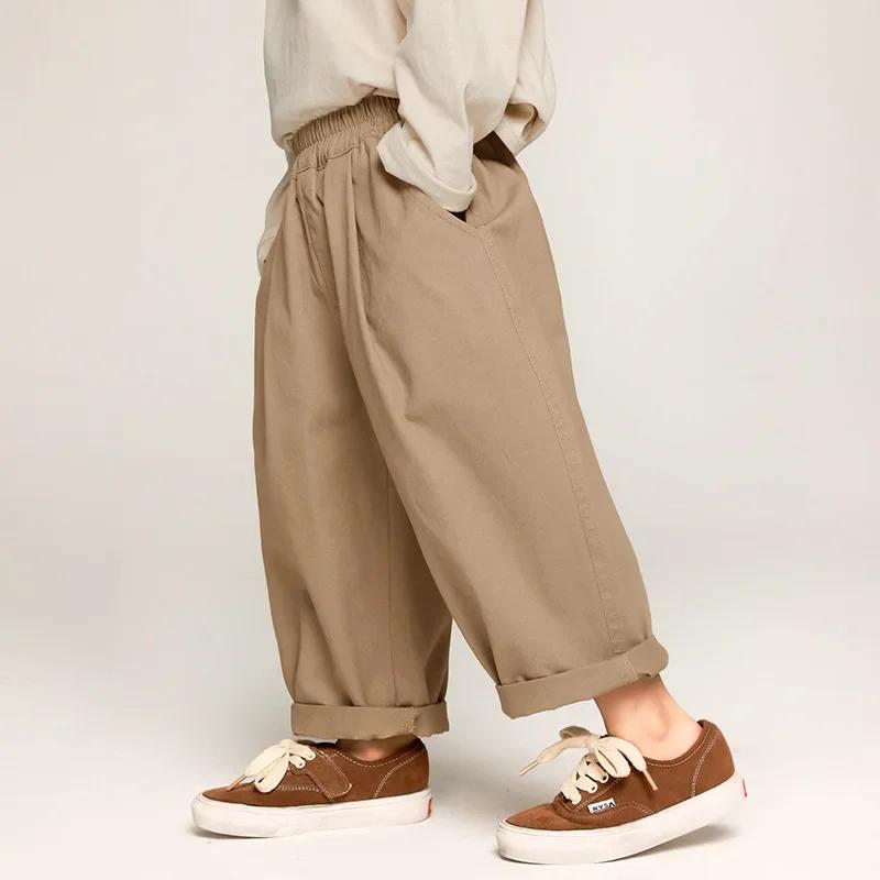 Pantalons de printemps pour enfants, style coréen, couleur unie, pantalons décontractés pour garçons