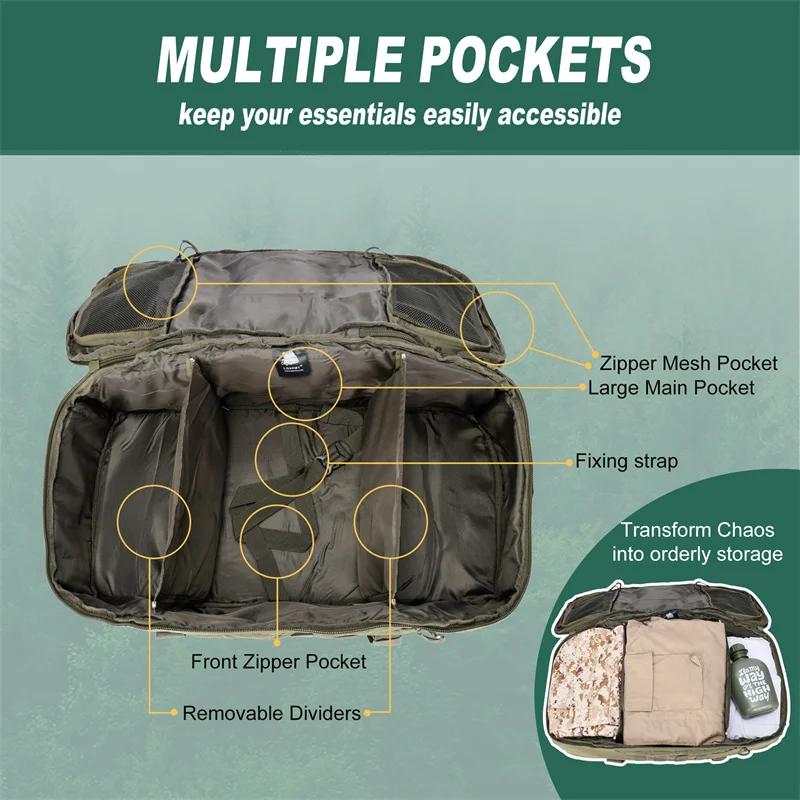 LQARMY 30L 50L 80L sac d'alpinisme en plein air sac à dos tactique Molle grand sac polochon randonné