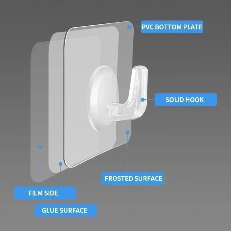 Crochets auto-adhésifs transparents et solides, sans Trace, crochets collants, cintre de rangement d