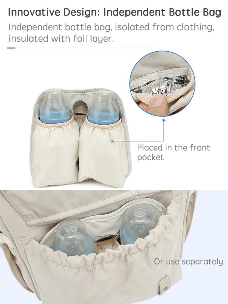 PANGDUBE Sac à langer pour bébé avec 2 crochets pour poussette, sac à dos étanche pour voyage en ple