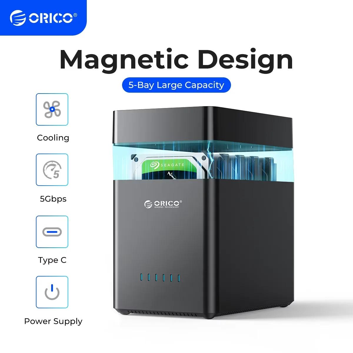 ORICO-Boîtier de disque dur SATA magnétique vers USB 3.0/Type-C, série DS, 5 baies, 3.5 pouces, pour