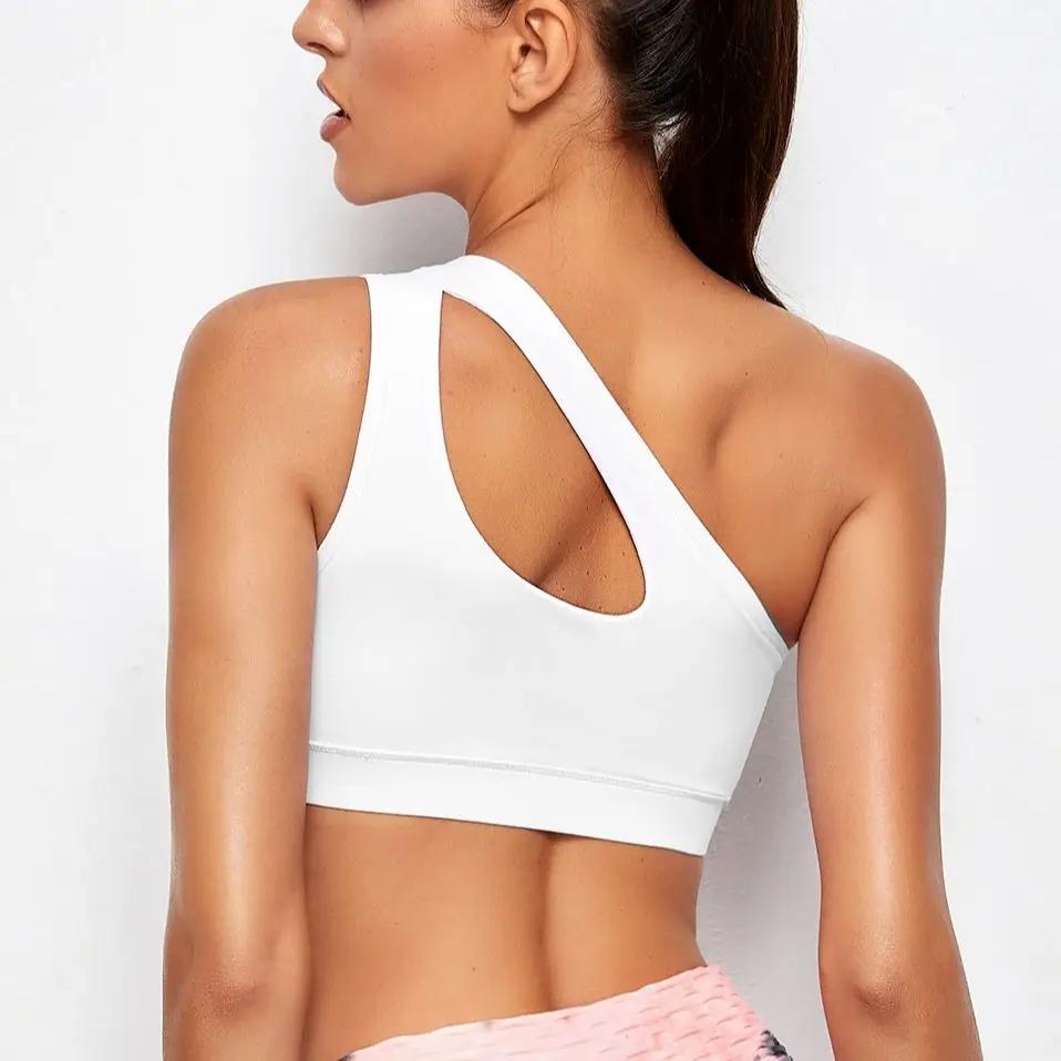 Soutien-gorge de sport pour femmes, Push Up, Fitness, asymétrique, épaule dénudée, antichoc, Yoga, n