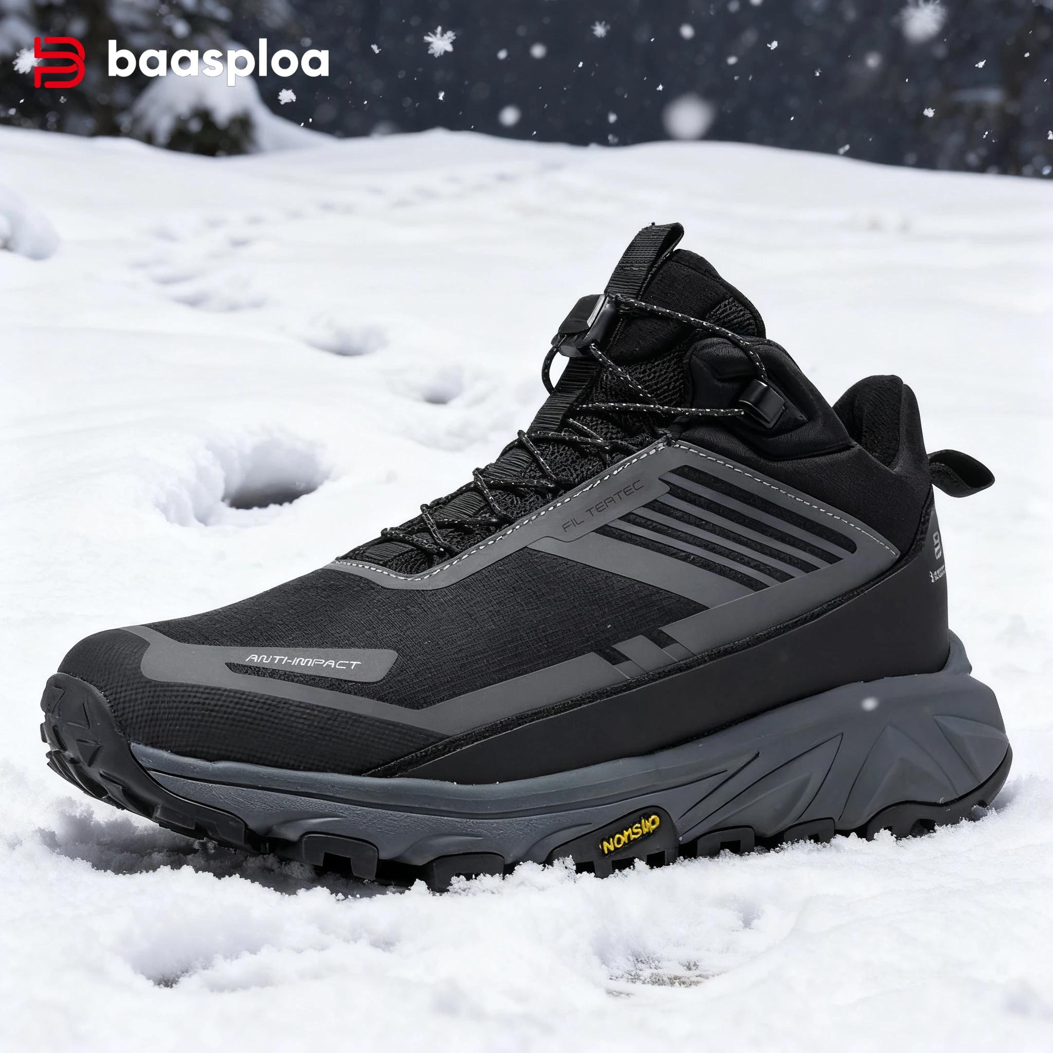 Chaussures de randonnée homme Baasploa imperméables hiver - Confort chaud antidérapant baskets marche