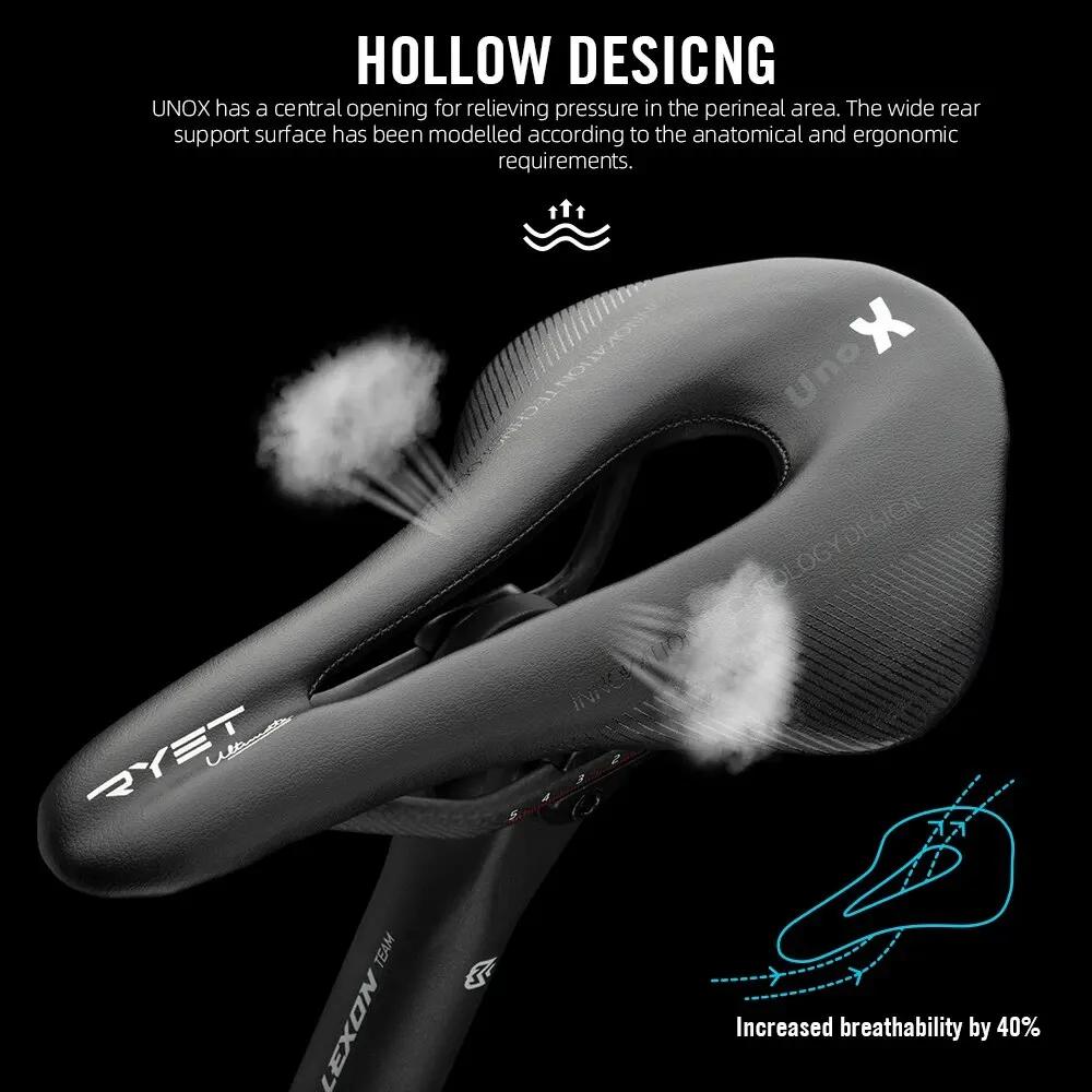 Selle vélo carbone RYET ultra léger cuir - Siège route VTT racing ovale rail 7x9 coussin doux
