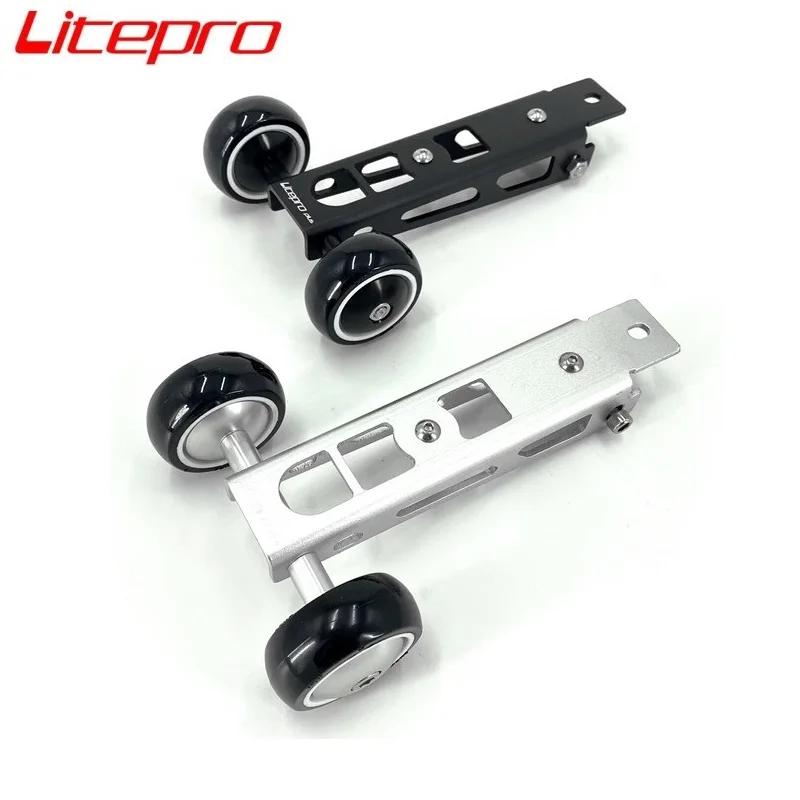 Litepro – roue facile à plier en alliage d'aluminium, noir et argent, pour Birdy série 2-3