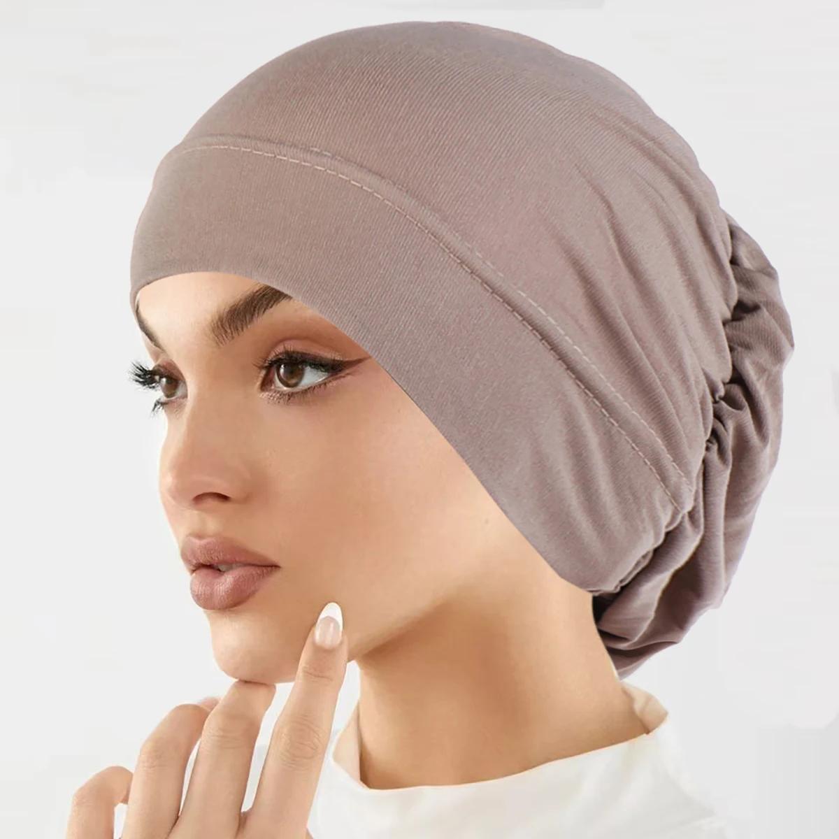 Mode musulmane femmes Hijabs doux extensible couleur unie Turban chapeau Cancer chimio bonnets casqu