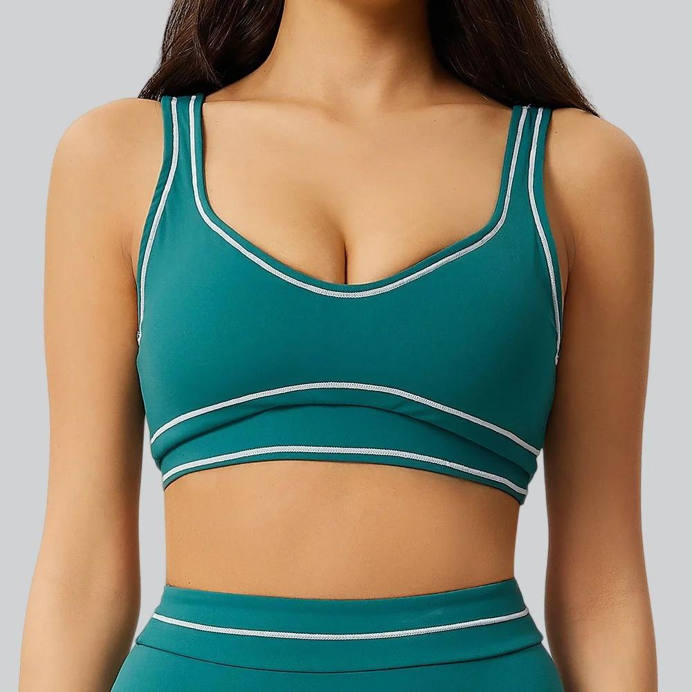 Soutien-gorge de sport color block pour femme, débardeur de yoga, brassière de fitness push-up, sous
